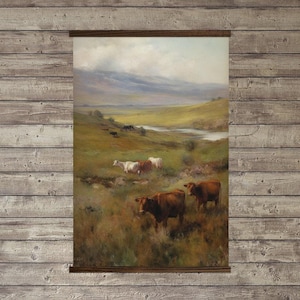 Grande tela artistica da parete per ufficio - Cattle Valley - XL