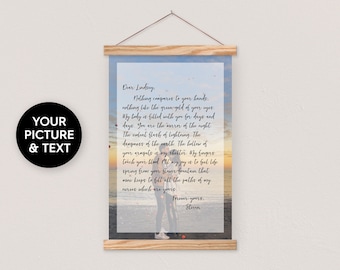 Custom Poem and Photo Hanging Canvas - Picture Background - Anniversary Gift- Valentines Day-PIX