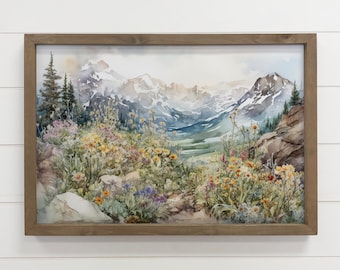 Mountain Wildflowers - Mountain Landscape Canvas Art