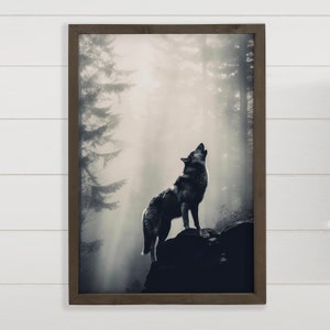 Howling Wolf - Wolf Canvas Art - Wood Framed Wall Decor