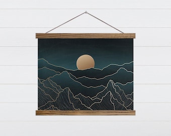Gradient Mountain Wall Art - Golden Mountain Range - Mountain Wall Hanging
