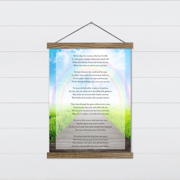 Rainbow Bridge Poem Wall Art - Pet Memorial Wall Hanging - Pet Memorial Poem Wall Decor