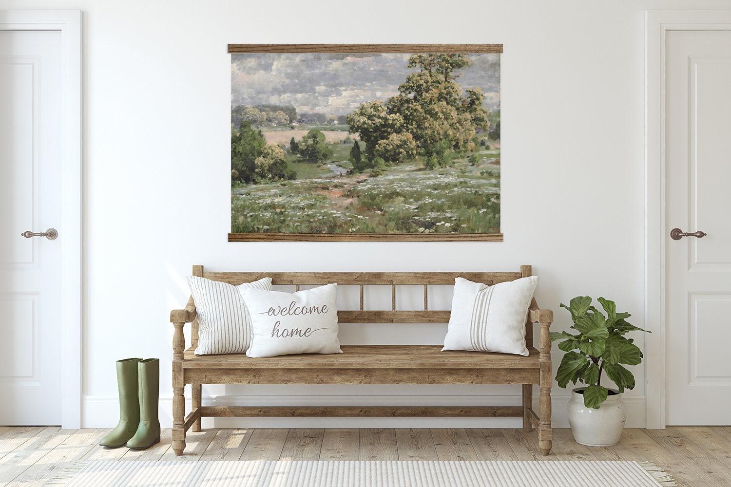 Nature Landscape Painting - Chestnut Trees - Nature Watercolor Canvas Art - Vintage Wall Art Tapestry