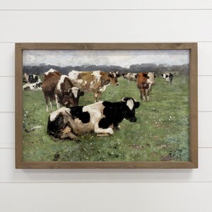 Impressionistisch schilderij koeien - muurkunst boerderij
