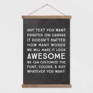 Custom Quote on Distressed Black Canvas With Hanger Frames with any words or pix