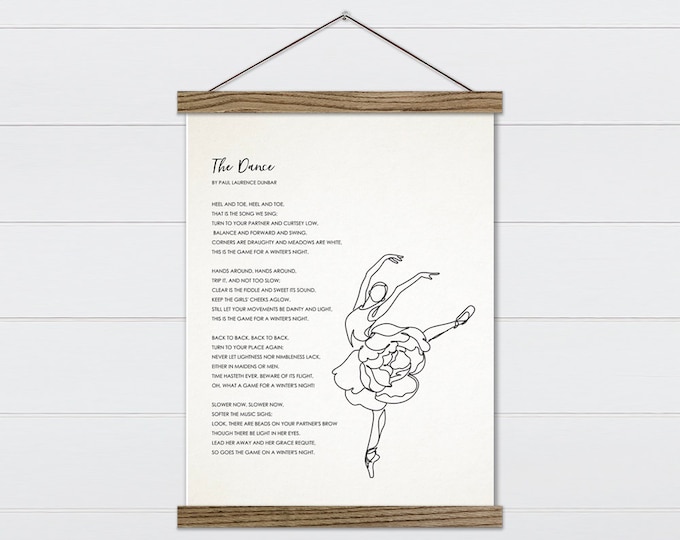 Dancer Poem Wall Hanging - Flower Ballerina Sketch - Custom Ballerina Poem Wall Art