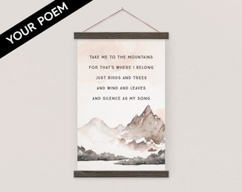Your Poem or Quote - Mountain Watercolor - Hanging Canvas with Frame!-pix