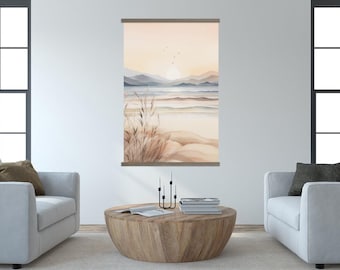 Living Room Large Canvas Art - Soft Modern Bay Painting - XL
