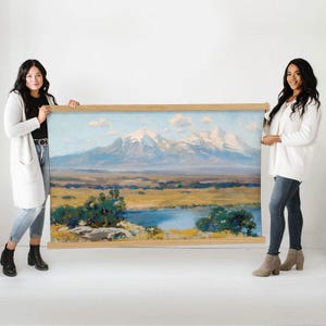 Vintage bergschilderij van de Spaanse toppen van Colorado - Kunst voor enorme muur - XL afbeelding 4