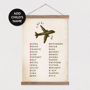 Codice pilota - Decorazione da parete personalizzata per la cameretta dei ragazzi - Qualsiasi parola o - Alpha Bravo Charlie