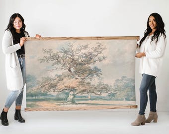 Large Oak Tree- Large Hanging Canvas Tapestry with Wood Frame