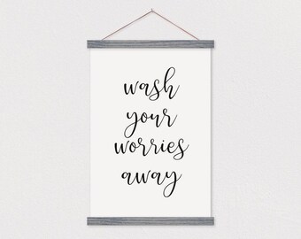 Elimina tus preocupaciones: arte para el baño. ¡Incluye marco para colgar!