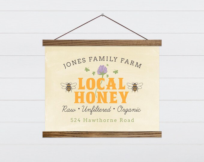 Local Family Honey Wall Art - Farmhouse Summer Sign - Custom Family Name Farmhouse Sign