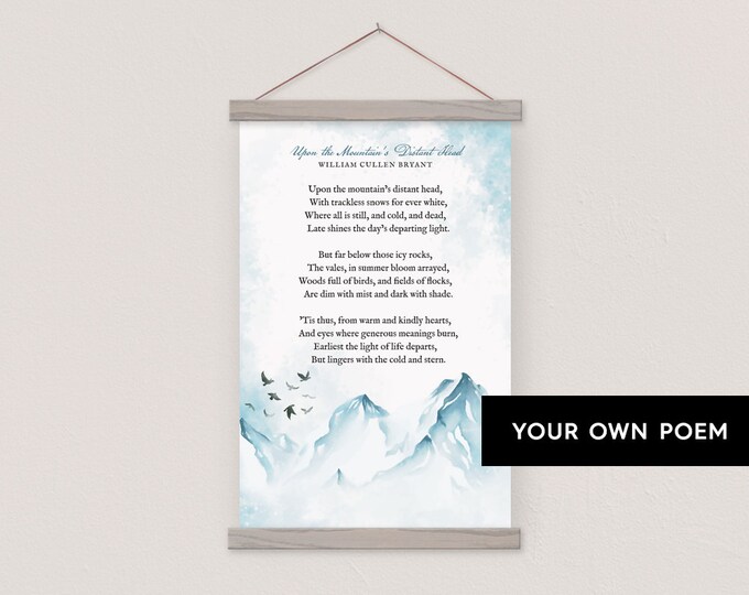 Snowy Mountains - Blue Background Poem with Hanging Frame-pix