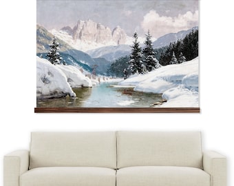 Winter Dolomites Mountains - Winter Mountain Canvas Art