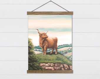 Highland Cow Painting Wall Art - Highland Cow Wall Hanging - Farmhouse Wall Decor