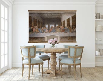 The Last Supper Framed Art-  Oversized Hanging Canvas- Da Vinci Extra Large Canvas - XL