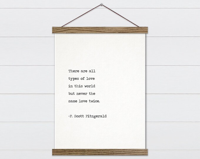 Simple Typewriter Word Wall Hanging - Farmhouse Word Wall Art - Custom Simple Typewriter Wall Decor-All types of Love- Fitzgerald Poem