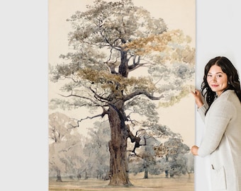 Art for Large Walls - Grand Oak Tree Large Canvas Print - Tall Wall Art for High Ceilings