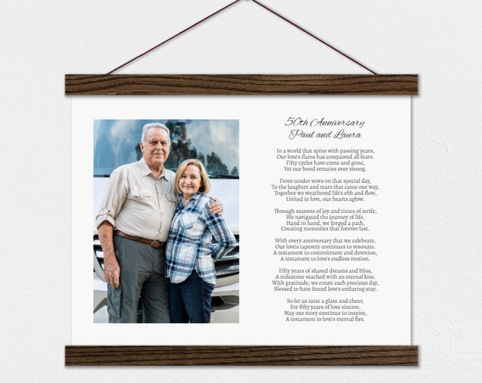 50th Anniversary Poem & Photo Gift Idea- Gift for Grandma and Grandpa- Hanging Canvas Photo and Poem