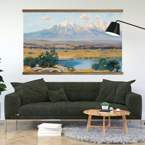 Vintage bergschilderij van de Spaanse toppen van Colorado - Kunst voor enorme muur - XL afbeelding 2