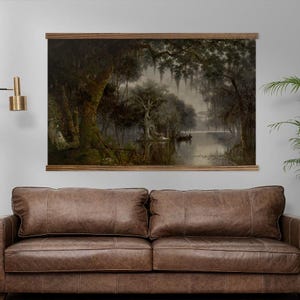 Louisiana Mossy Tree - Extra Large Nature Canvas Wall Art - Oversized Tapestry Wall Hanging - XL