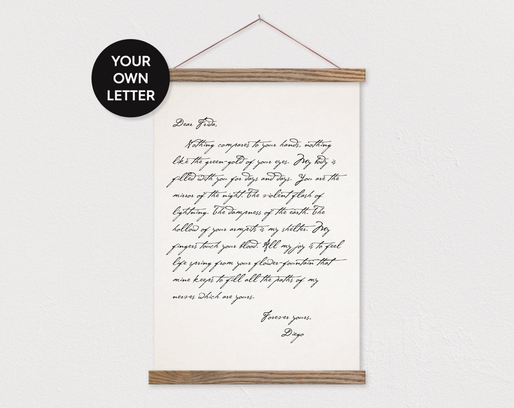 Custom Love Letter Canvas Print With Wood Poster Hanger Flat Etsy