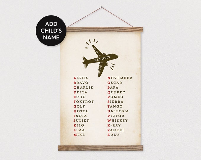 Pilot Code - Customized Boys Room Wall Hanging - Any words or  - Alpha Bravo Charlie