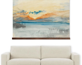 Eclectic Abstract Water Sunset - Beach House Canvas Art - Framed Art - XL