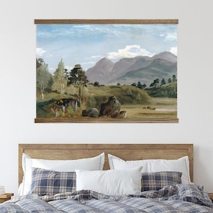 Affordable Art Bedroom Large Canvas Wall Art - Mountain scape Painting