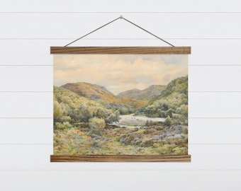 River Bottom Painting - Farmhouse Nature Wall Art - Landscape Watercolor Wall Hanging