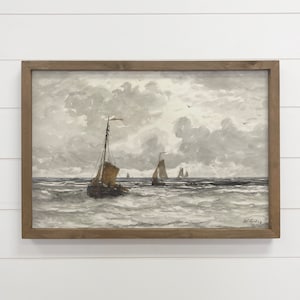 Fishing Boats - Nature Canvas Art - Wood Framed Wall Art