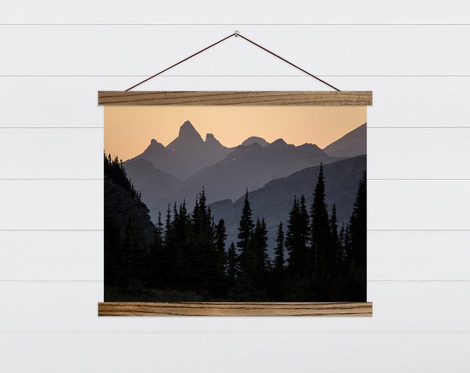 Glacier Stony Indian Peak Silhouette Painting - Mountain Silhouette Wall Art - Farmhouse Mountain Wall Art
