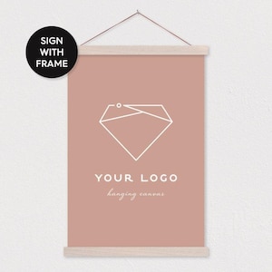 Logo Sign - Printed Canvas Vinyl - Includes Wood Hanger Frame - Any text or pix