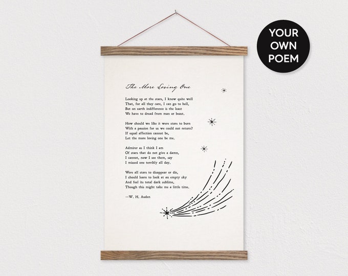 Custom Poem with Stars - Printed on Canvas with Hanger Frame with any Text or Pix