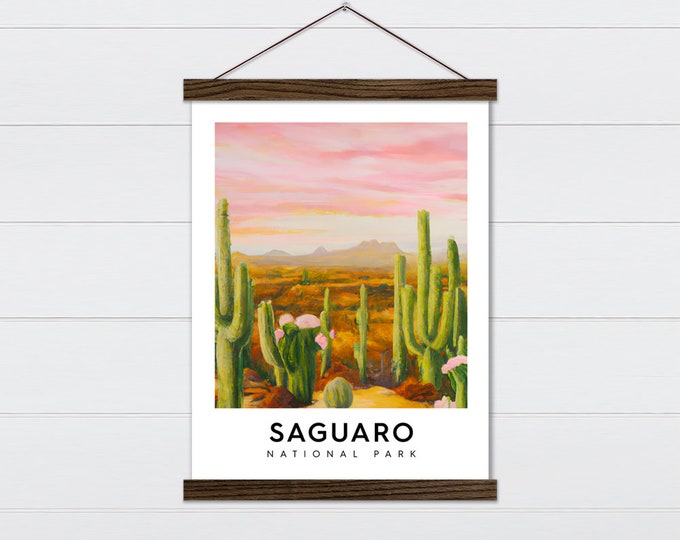 National Park Watercolor Wall Art - Saguaro Painting - Nature Wall Hanging