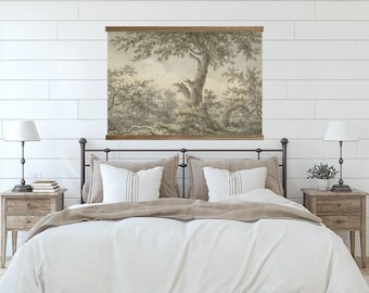 Modern Farmhouse Decor - Bedroom Large Canvas Wall Art - Vintage Leafy Forest - XL