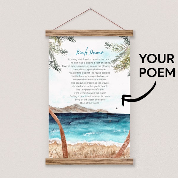 Beach Poem Wall Art - Beach Watercolor Wall Hanging - Beach Watercolor-pix