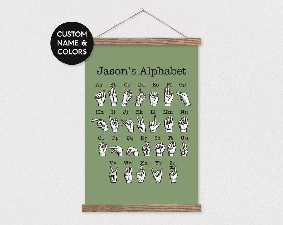 Sign Language Alphabet Chart - Customize With Name & Favorite Colors - Etsy
