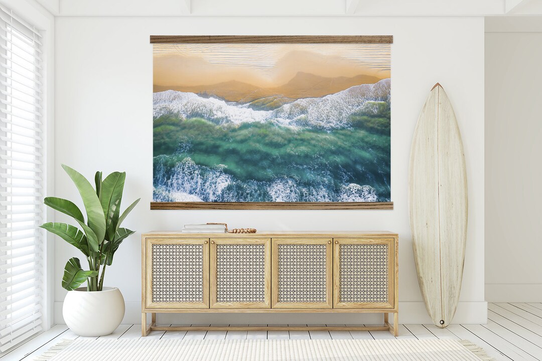 Oversized Beach Art Waves Beach Aerial Canvas Print Extra Large Wall