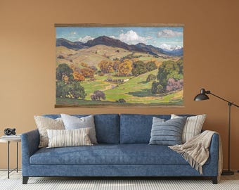 Over the Couch Wall Decor - California Summer Landscape - Nature Canvas Art - Framed Art - XL