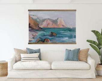 Large Living Room Wall Art - Front Entry Large Canvas Wall Art - Sailboat in the Sea Painting - XL