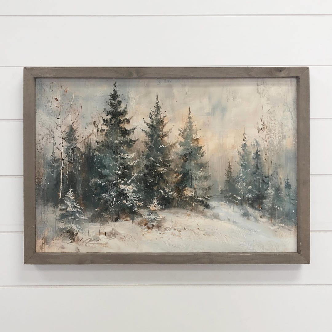 Snow Covered Pine Forest - Winter Scene Canvas Art - Framed - Etsy