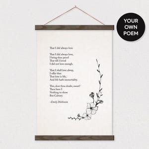 Custom Flower Poem Art Print on Canvas with Hanger Frames - Any words or pix