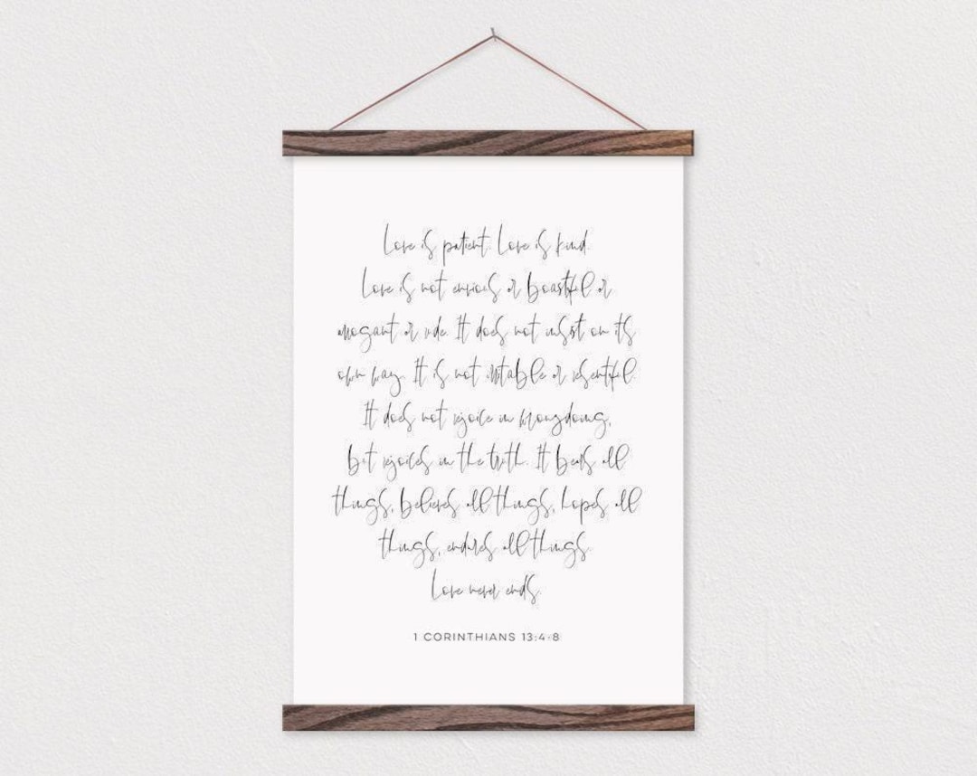 Poster Hanger- Love is Patient- Bible Verse Canvas Print With Wood ...