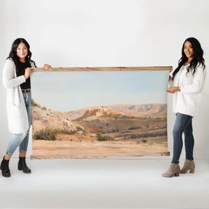 Art mural bohème - Tapisserie grecque d'Athéna - Grande toile suspendue avec cadre en bois - XL