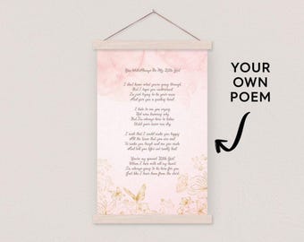 Gift for Daughter - Your Own Poem - Golden Butterflies with Pink Watercolor Background with Frame-pix