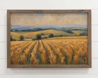 Abstract Corn Field - Nature Canvas Wall Art - Wood Framed