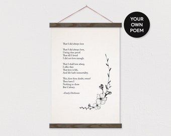 Custom Flower Poem Art Print on Canvas with Hanger Frames - Any words or pix