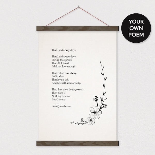 Custom Flower Poem Art Print on Canvas with Hanger Frames - Any words or pix